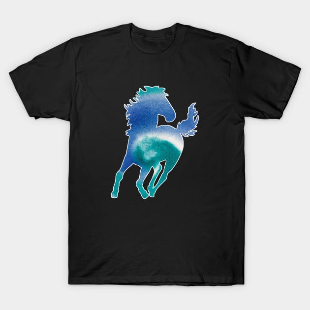 Horse Wave Watercolor T-Shirt by hudayadi